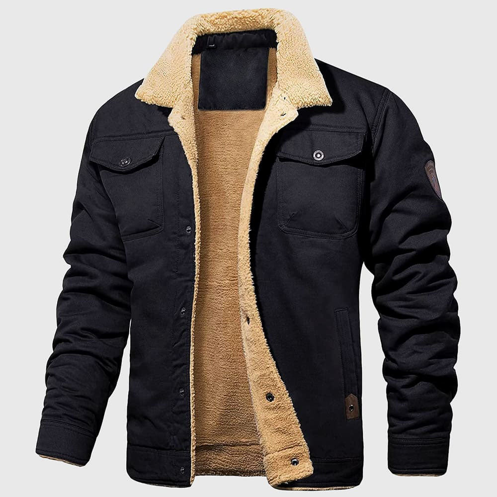 Brewer - Men's Sherpa-Lined Bomber Jacket with Chest Pockets