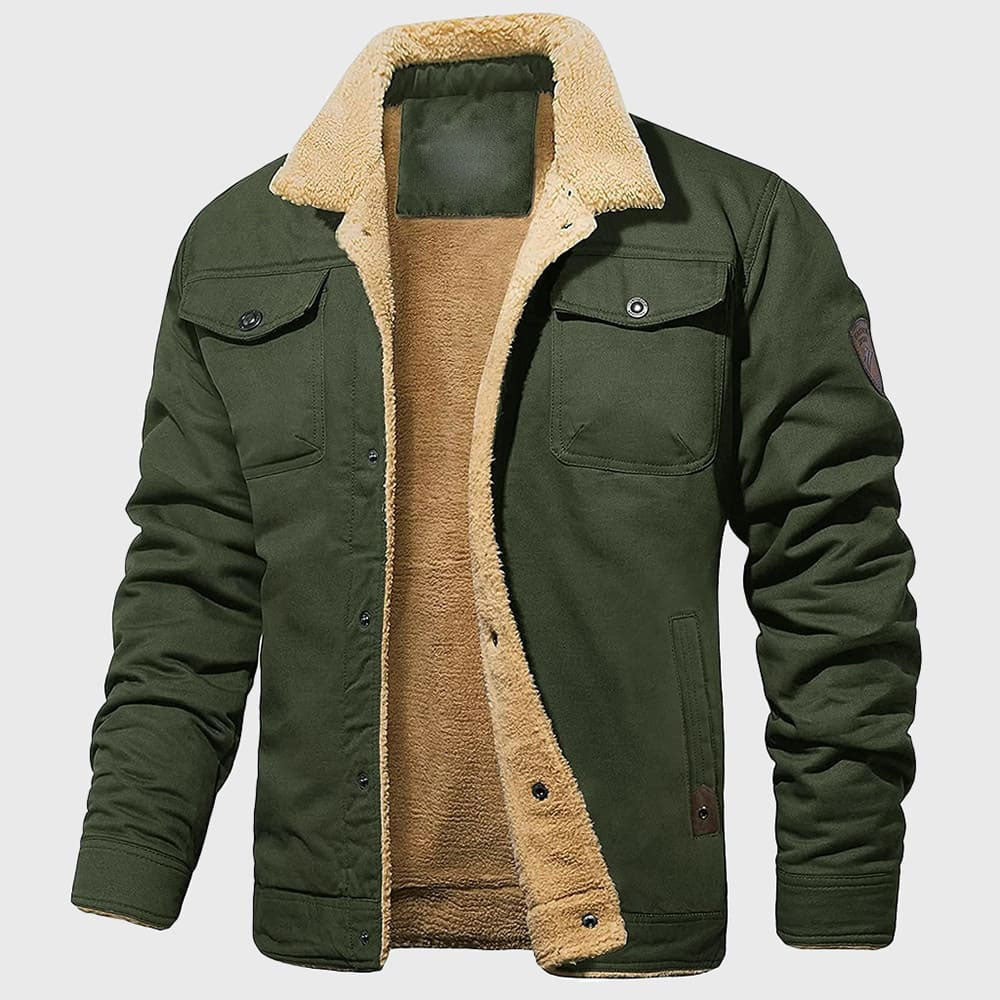 Brewer - Men's Sherpa-Lined Bomber Jacket with Chest Pockets