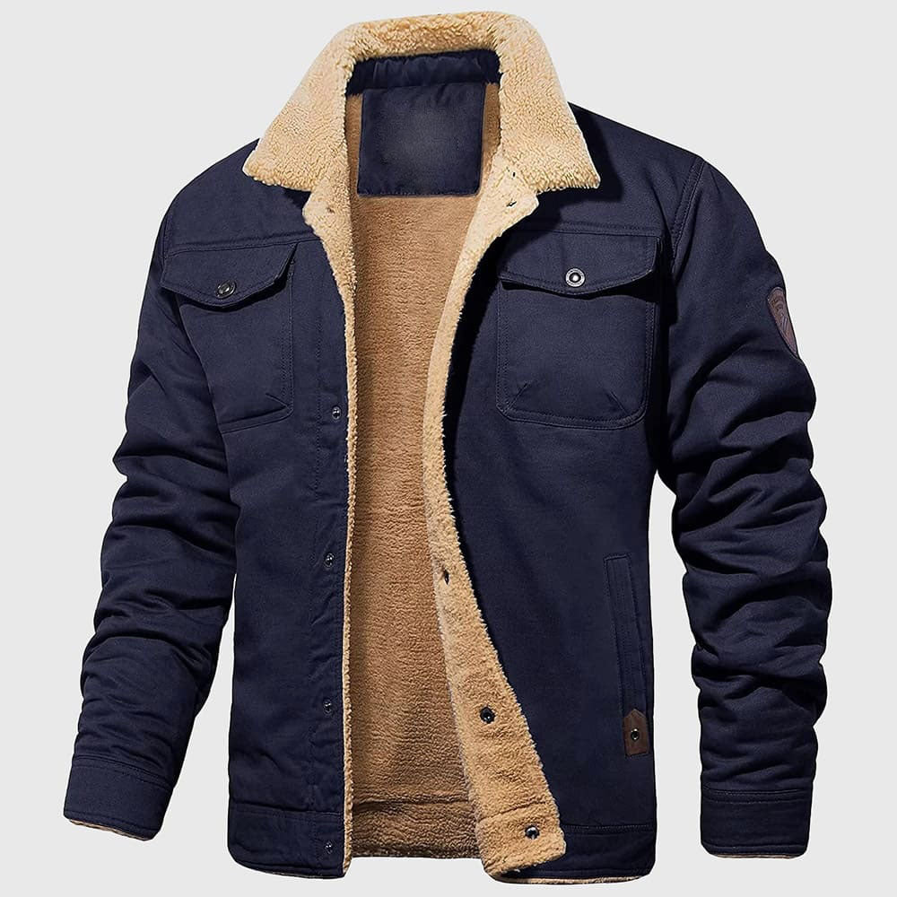 Brewer - Men's Sherpa-Lined Bomber Jacket with Chest Pockets
