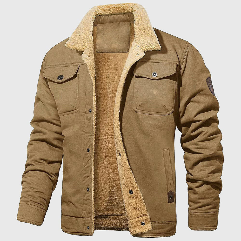 Brewer - Men's Sherpa-Lined Bomber Jacket with Chest Pockets