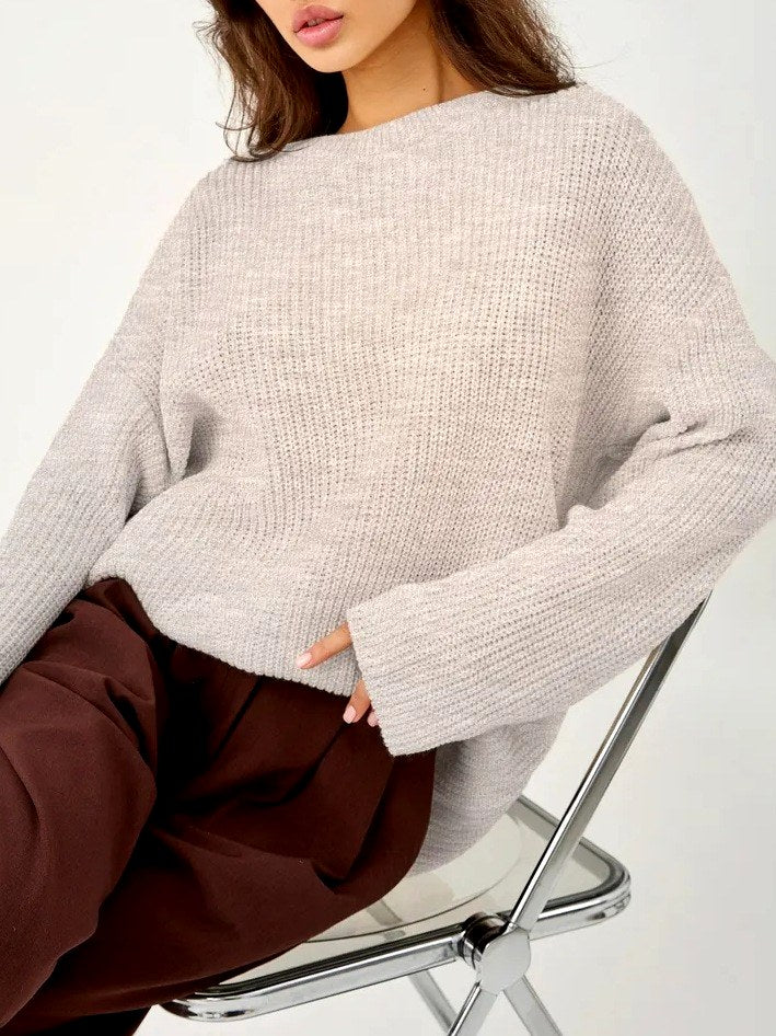Brianna - Women's Oversized Crew Neck Chunky Knit Sweater 2