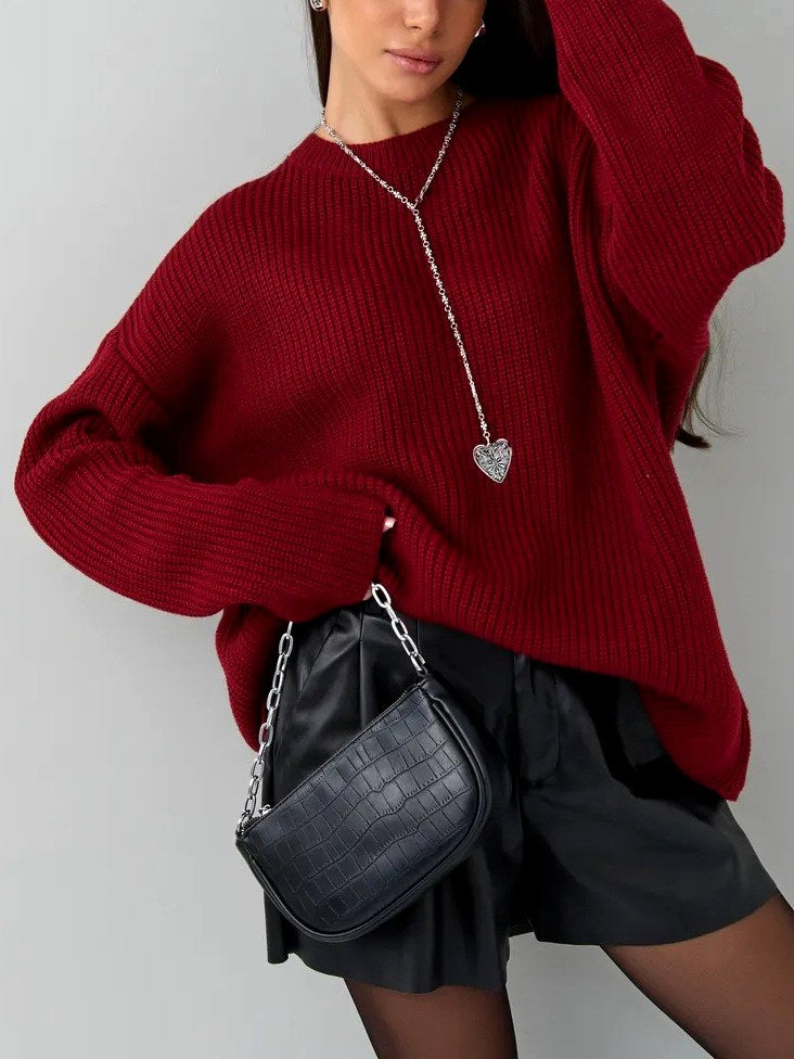 Brianna - Women's Oversized Crew Neck Chunky Knit Sweater 5