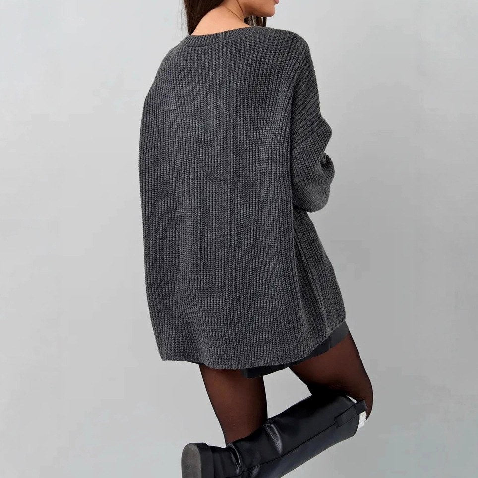 Brianna - Women's Oversized Crew Neck Chunky Knit Sweater 6