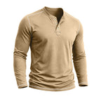 Brycen - Men's Contrast-Stitch Long Sleeve Henley T-Shirt 7
