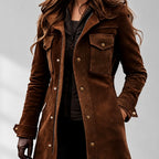 Bryony - Women's Faux Suede Longline Utility Jacket 2