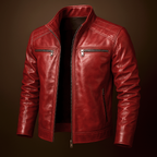 Cain - Men's Zip-Up Leather Jacket with Chest Pockets