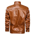 Cain - Men's Zip-Up Leather Jacket with Chest Pockets