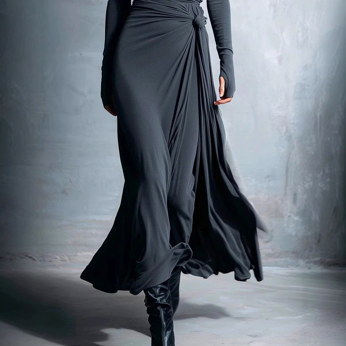 Calantha - Women's Boat Neck Long Sleeve Slim Fit Maxi Dress 7