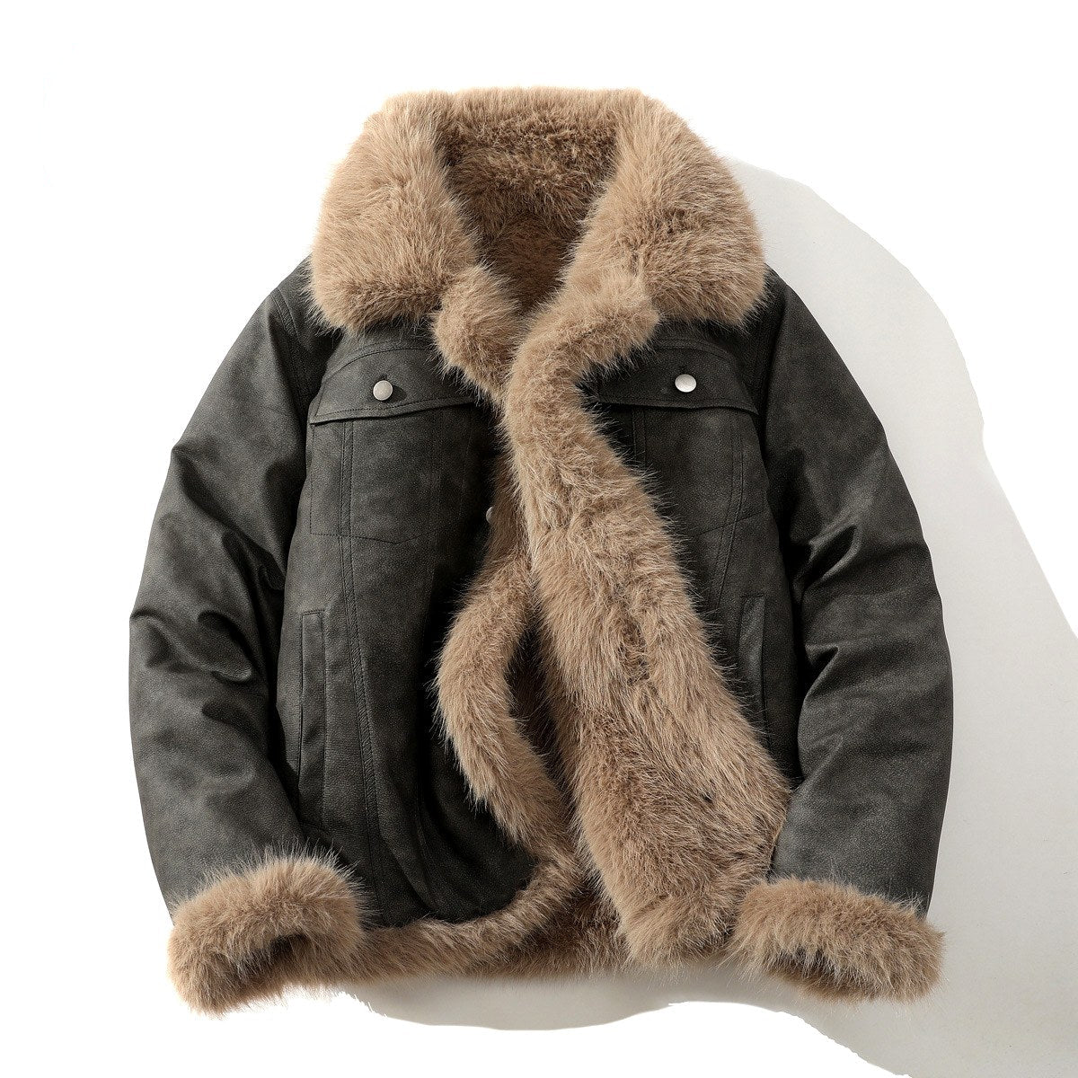 Caleb - Men’s Reversible Snap-Front Jacket with Fur Lining 3