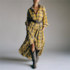 Calliope - Women's Plaid Button-Down Fall Shirt Dress 1