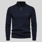 Callum - Men's Half-Zip Ribbed Mock-Neck Pullover