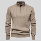 Callum - Men's Half-Zip Ribbed Mock-Neck Pullover