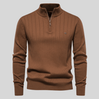 Callum - Men's Half-Zip Ribbed Mock-Neck Pullover