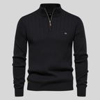 Callum - Men's Half-Zip Ribbed Mock-Neck Pullover