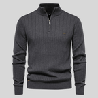 Callum - Men's Half-Zip Ribbed Mock-Neck Pullover