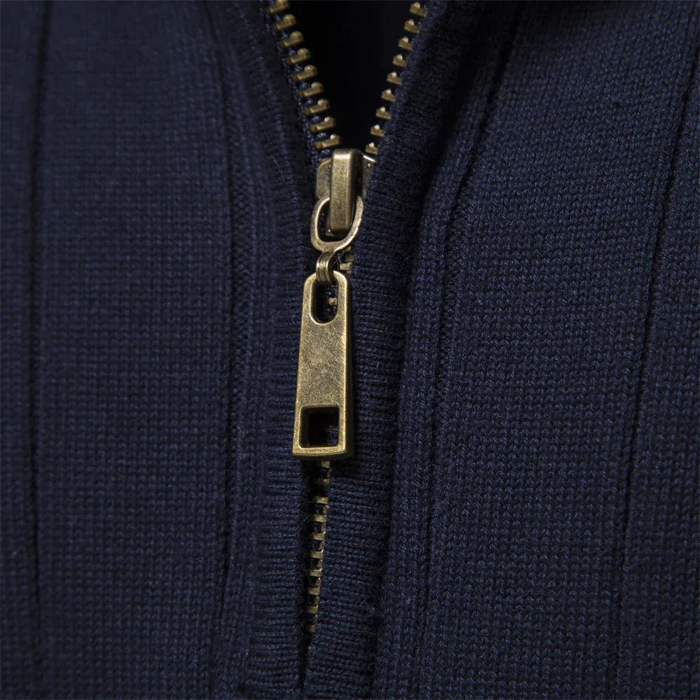 Callum - Men's Half-Zip Ribbed Mock-Neck Pullover
