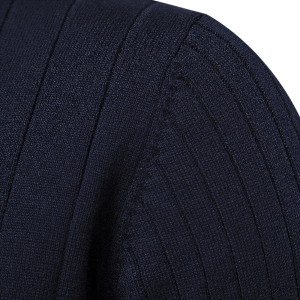 Callum - Men's Half-Zip Ribbed Mock-Neck Pullover