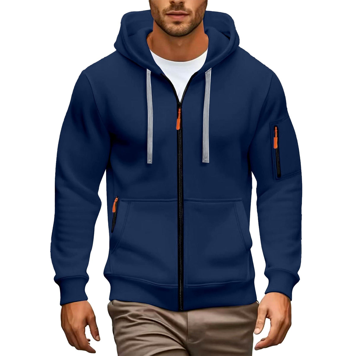 Cameron - Men's Zip-Up Drawstring Hoodie 4