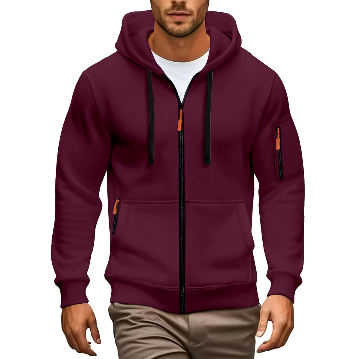 Cameron - Men's Zip-Up Drawstring Hoodie 5