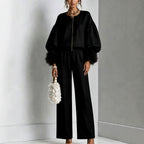 Candace - Women's Balloon Sleeve Jacket & Wide Leg Pants Set 3