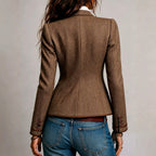 Caprice - Women's Herringbone Fitted Blazer Jacket 4