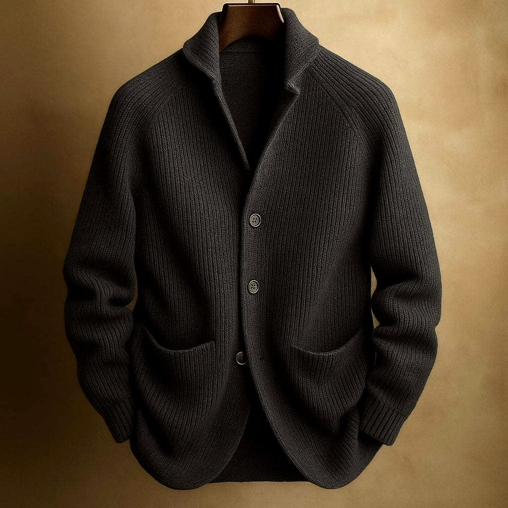 Carlos - Men's Ribbed Shawl Collar Cardigan 1