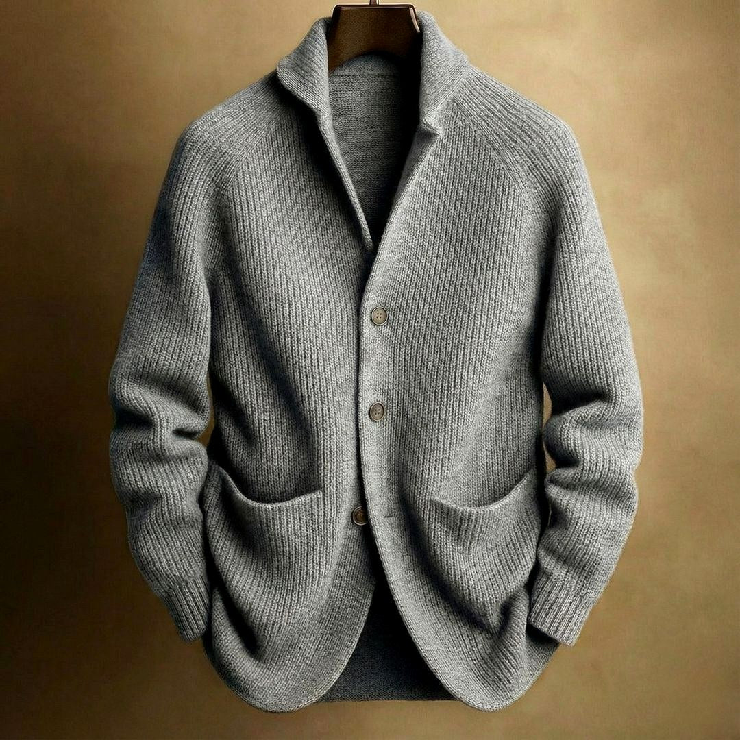 Carlos - Men's Ribbed Shawl Collar Cardigan 2