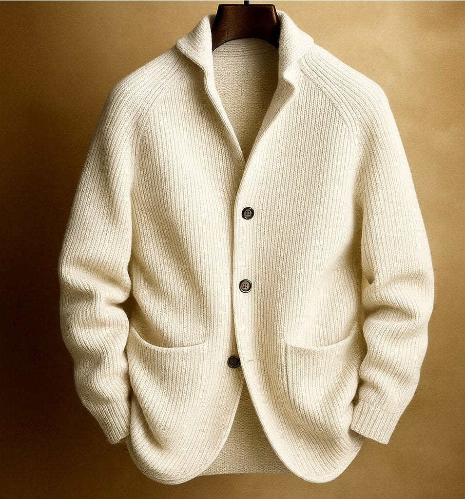 Carlos - Men's Ribbed Shawl Collar Cardigan 4