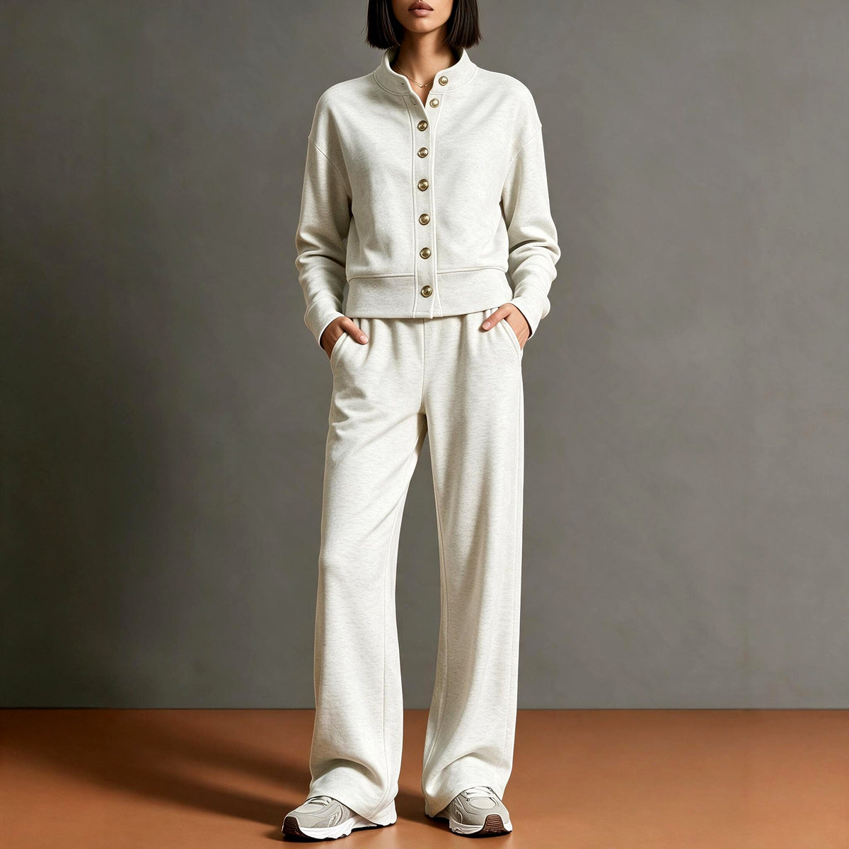 Carmela - Women's Button Front Lounge Set 2