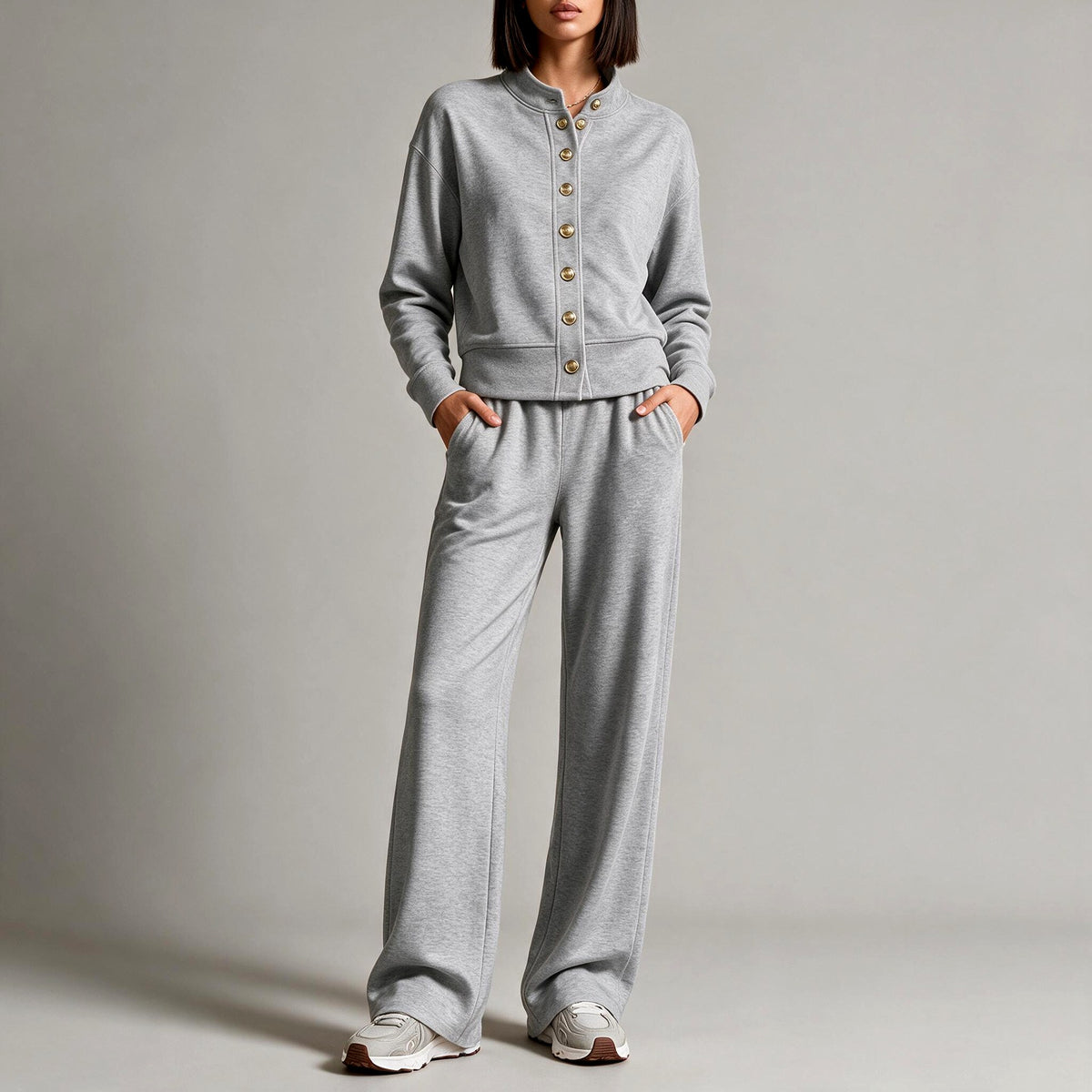Carmela - Women's Button Front Lounge Set 4