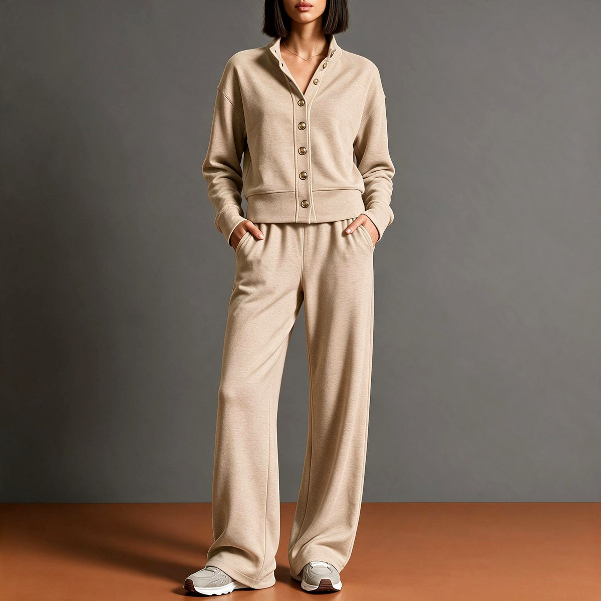 Carmela - Women's Button Front Lounge Set 5
