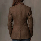 Caroline - Women's Herringbone Contrast Lapel Fitted Blazer 4