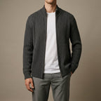 Cassian - Men's Ribbed Zip-Up Cardigan