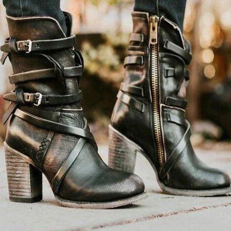 Cecily - Women's Buckle-Strap Ankle Boots