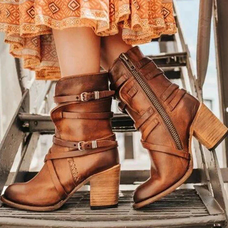 Cecily - Women's Buckle-Strap Ankle Boots