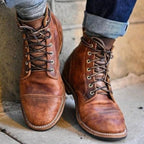 Cedric - Men's Lace-Up Cap-Toe Boots with Rubber Sole