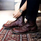 Cedric - Men's Lace-Up Cap-Toe Boots with Rubber Sole