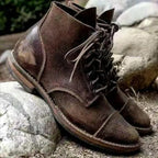 Cedric - Men's Lace-Up Cap-Toe Boots with Rubber Sole