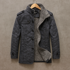 Cedric - Men's Suede Button-Front Overcoat with Fleece Lining