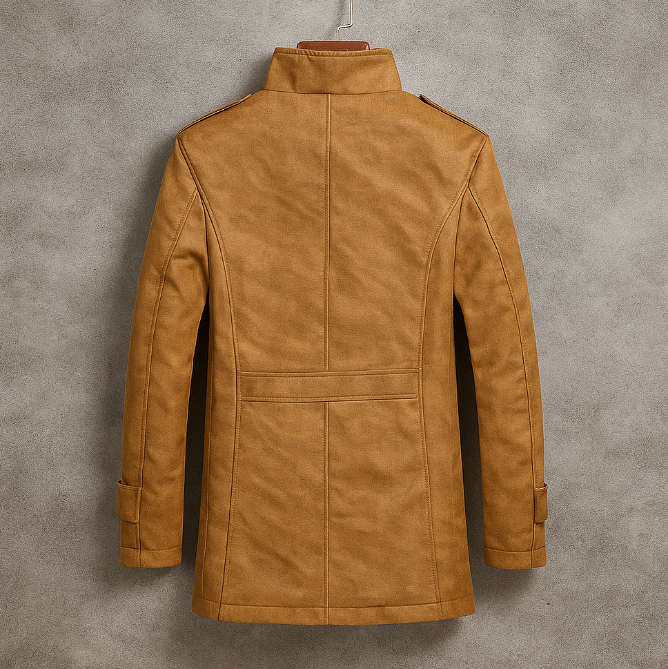 Cedric - Men's Suede Button-Front Overcoat with Fleece Lining