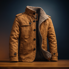 Cedric - Men's Suede Button-Front Overcoat with Fleece Lining
