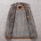 Cedric - Men's Suede Button-Front Overcoat with Fleece Lining
