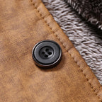 Cedric - Men's Suede Button-Front Overcoat with Fleece Lining