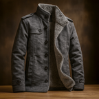 Cedric - Men's Suede Button-Front Overcoat with Fleece Lining