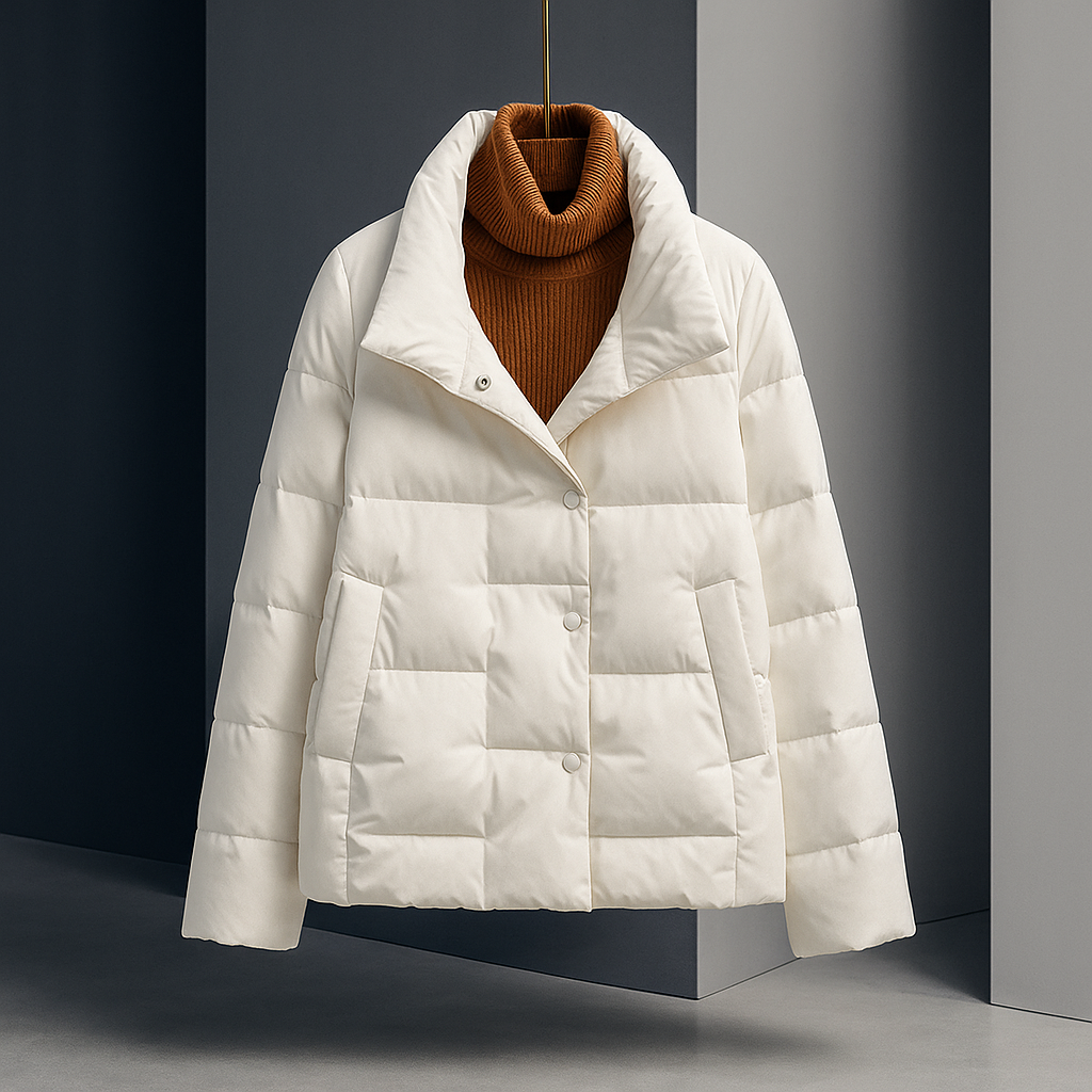 Celeste - Women's Quilted Puffer Jacket with Notch Collar