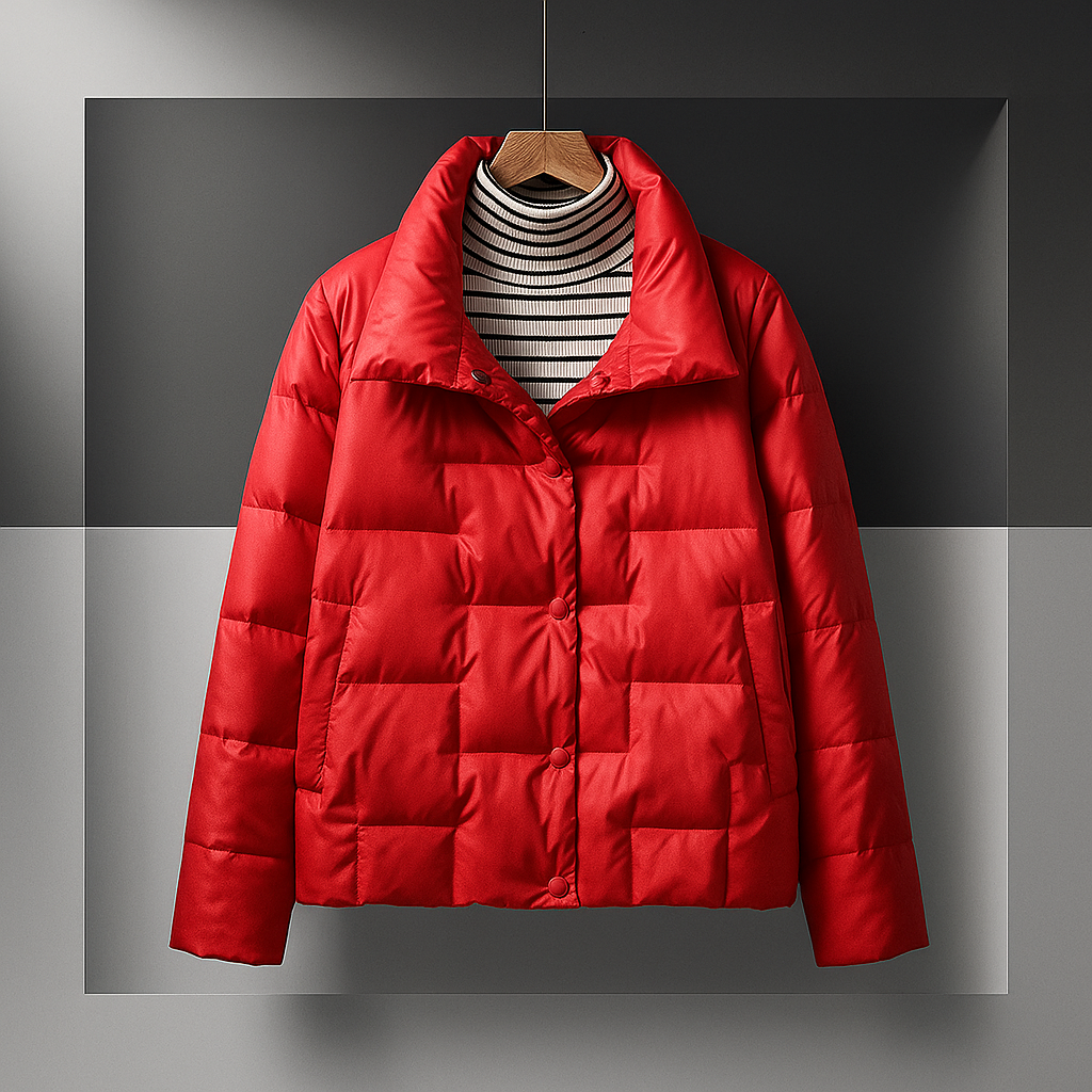 Celeste - Women's Quilted Puffer Jacket with Notch Collar
