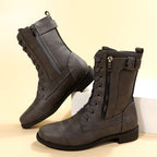Celeste - Women's Leather Zip Side Lace-Up Ankle Boots 4