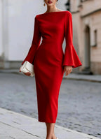 Chelsea - Women’s Boat Neck Bell Sleeve Dress 4