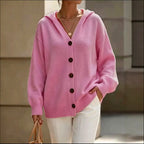 Chelsea - Women's Oversized Button-Front Hooded Cardigan 1