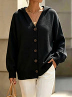 Chelsea - Women's Oversized Button-Front Hooded Cardigan 4